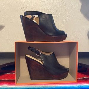 Coach black wedges